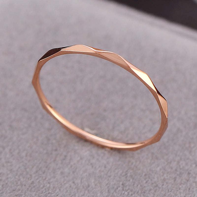 European and American Hot Titanium Steel Full Diamond Zircon Ring 18k Rose Gold Index Finger Couple Ring Ins Simple Trendy Jewelry for Women