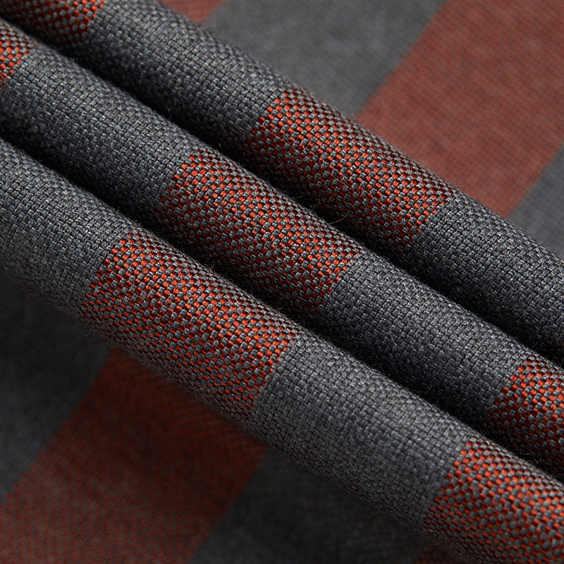 Autumn and Winter New Double-breasted Suit men's Korean-style Slim-fit Dark Red Striped Suit Two-piece men suits