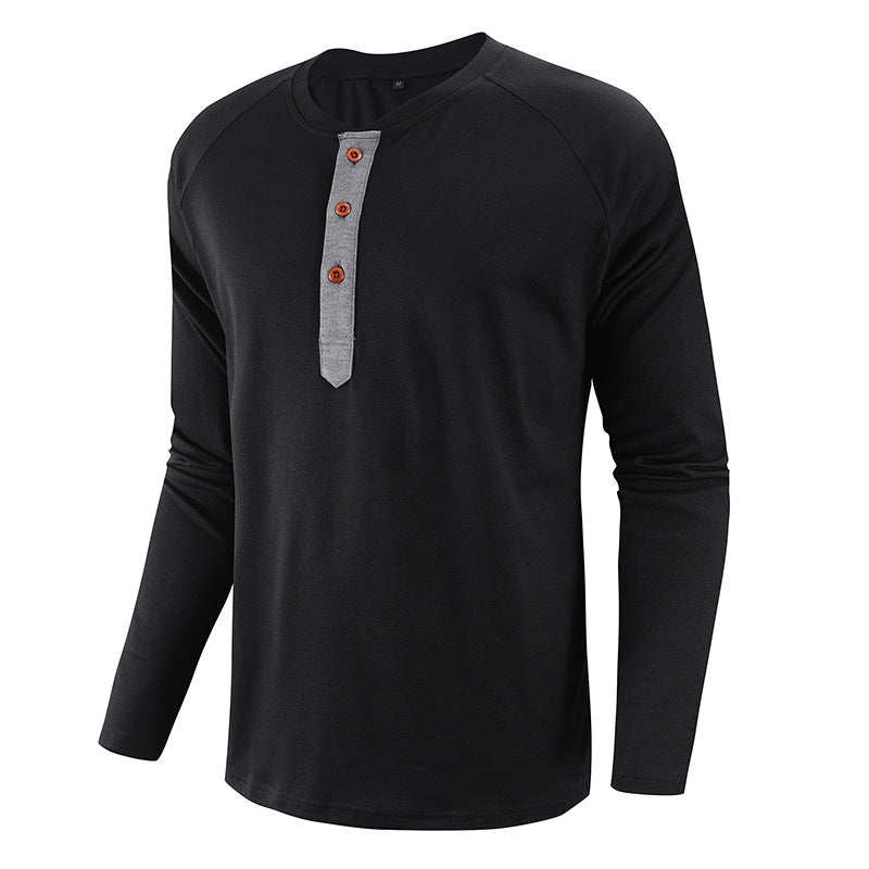 2024 Large Size Men's Long-Sleeved T-Shirt Raglan Sleeve T-Shirt Men's Casual Breathable Versatile Slim Fit Moisture-Wicking