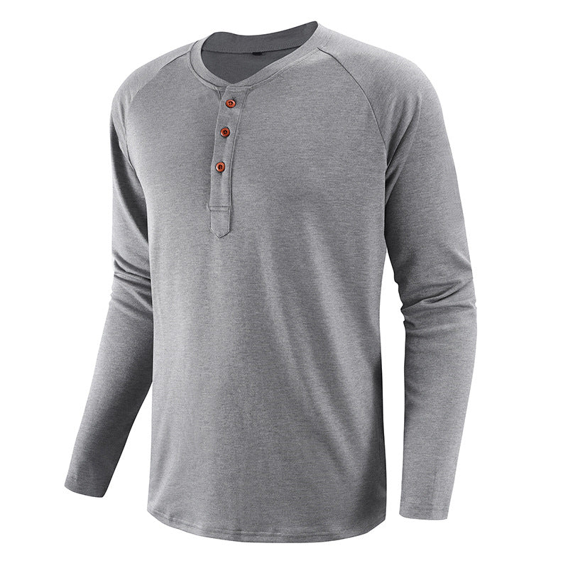 2024 Large Size Men's Long-Sleeved T-Shirt Raglan Sleeve T-Shirt Men's Casual Breathable Versatile Slim Fit Moisture-Wicking