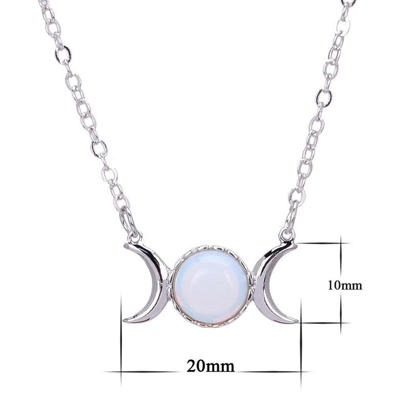 Turquoise Necklace European and American Tiger Eye Stone Choker Stainless Steel Accessories Moon Pendant Women's Non-Fading Gold Clavicle Chain