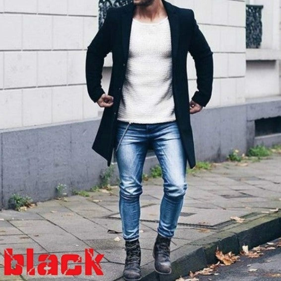Foreign trade explosions AliExpress wish2019 winter new solid color simple men's long woolen coat men's