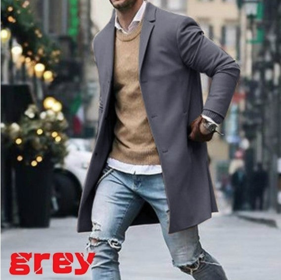 Foreign trade explosions AliExpress wish2019 winter new solid color simple men's long woolen coat men's