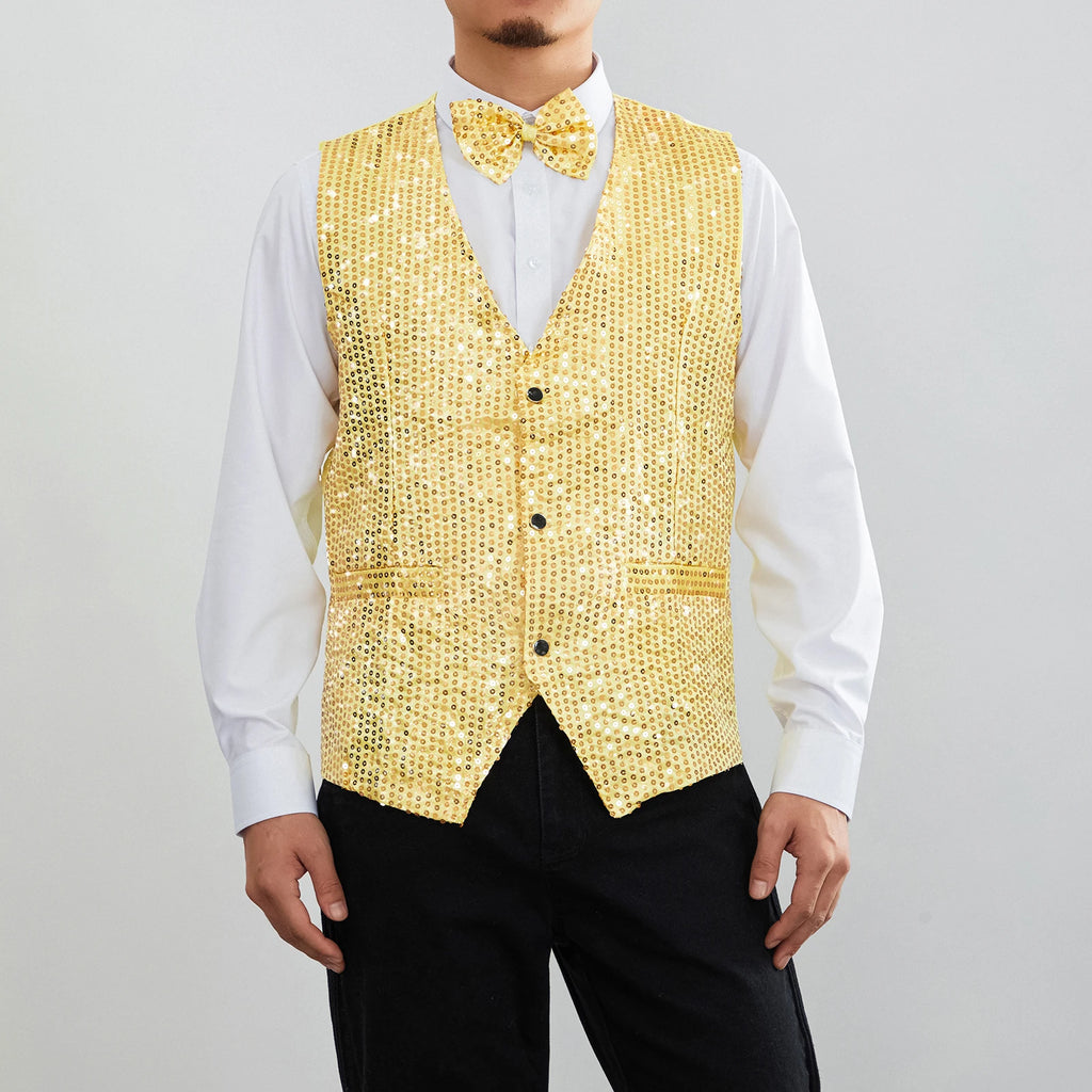 New Design Men Sequins Pattern Glitter Embellished V-neck Blazer Vest Male Evening Party Suits Plus Size hot