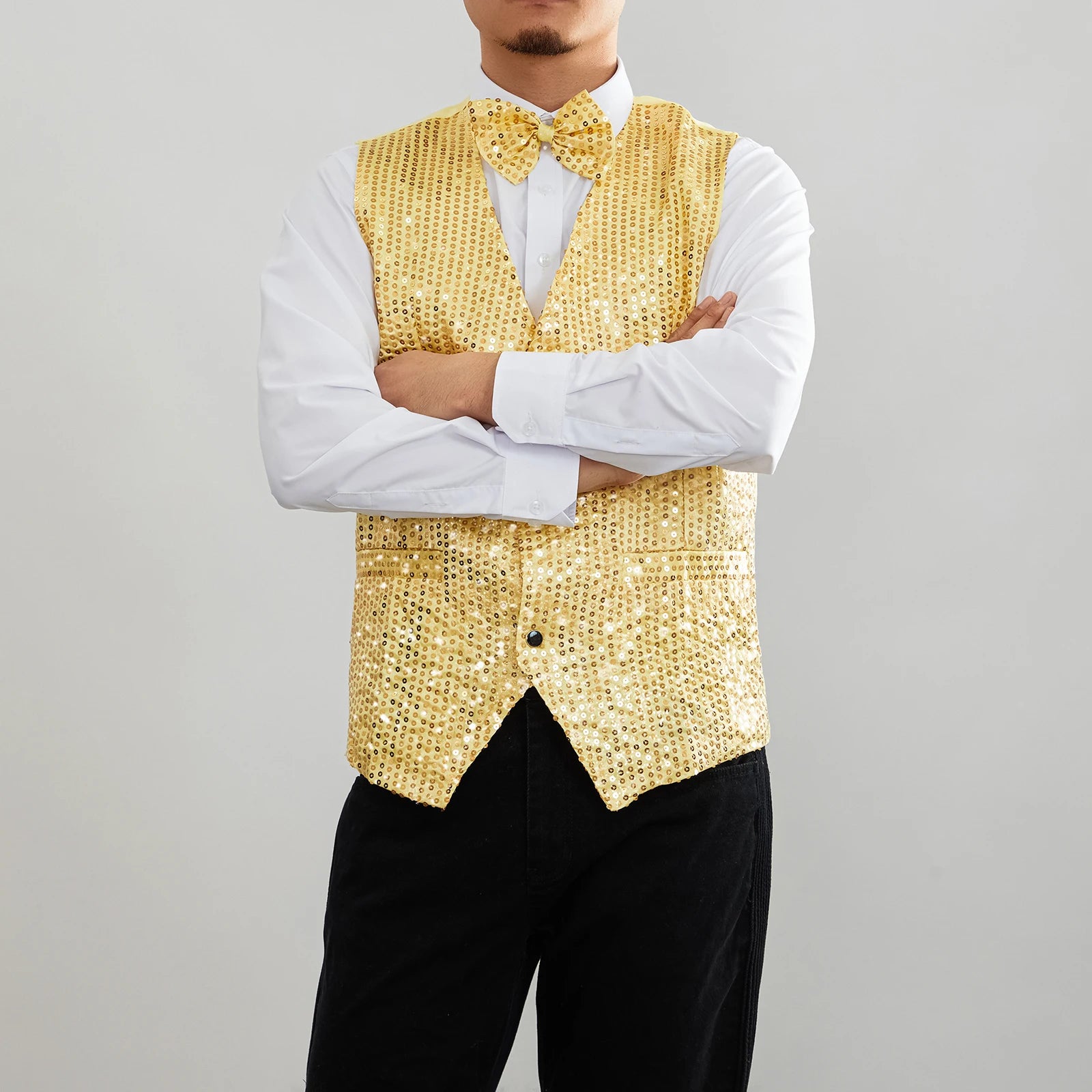 New Design Men Sequins Pattern Glitter Embellished V-neck Blazer Vest Male Evening Party Suits Plus Size hot
