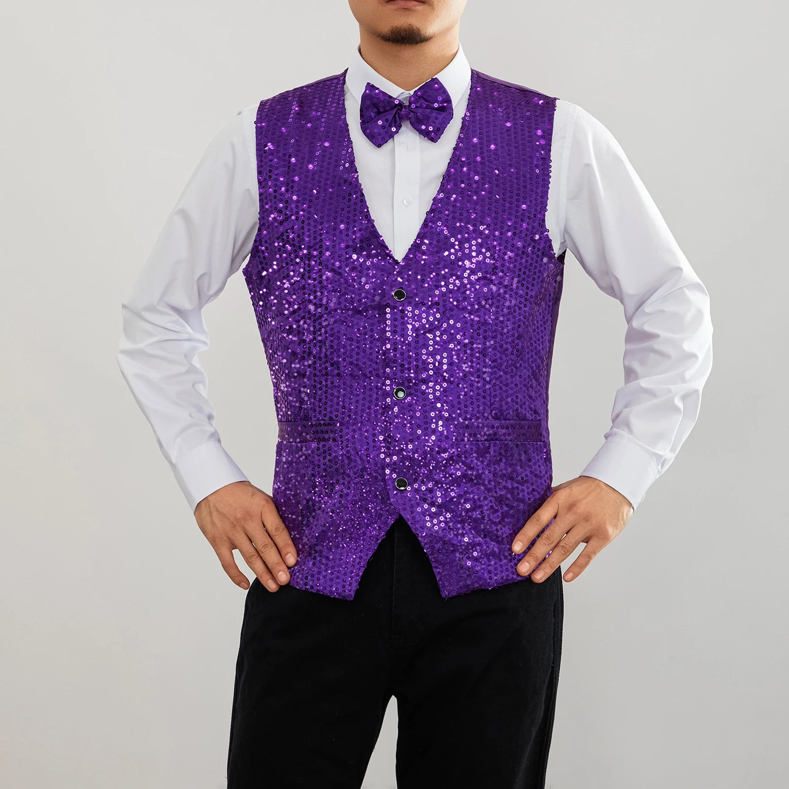 New Design Men Sequins Pattern Glitter Embellished V-neck Blazer Vest Male Evening Party Suits Plus Size hot