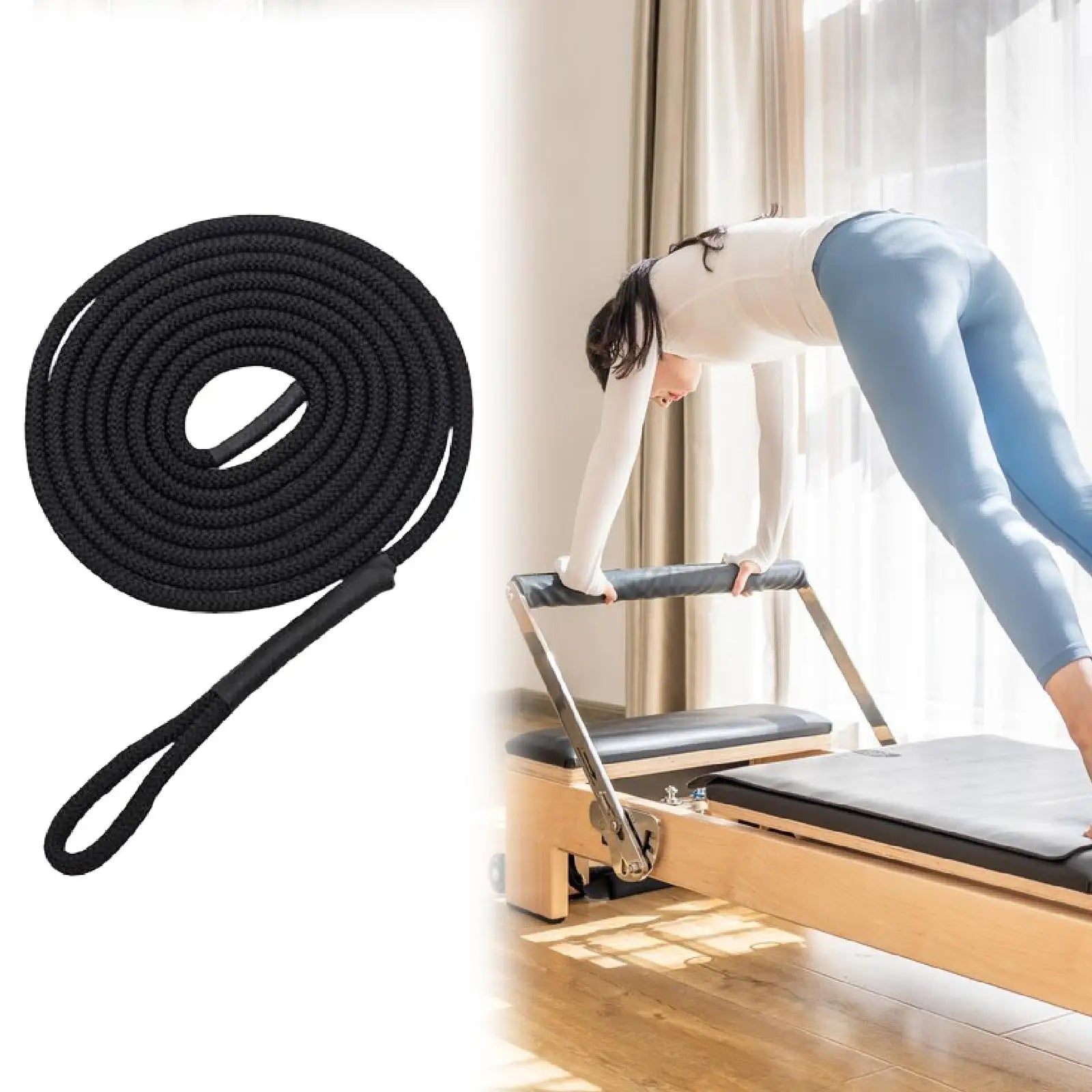 Pilates Reformer Pull Rope Part for Yoga Exercise Equipment Balance Training With Iron Ring Versatile Professional Band  Strap