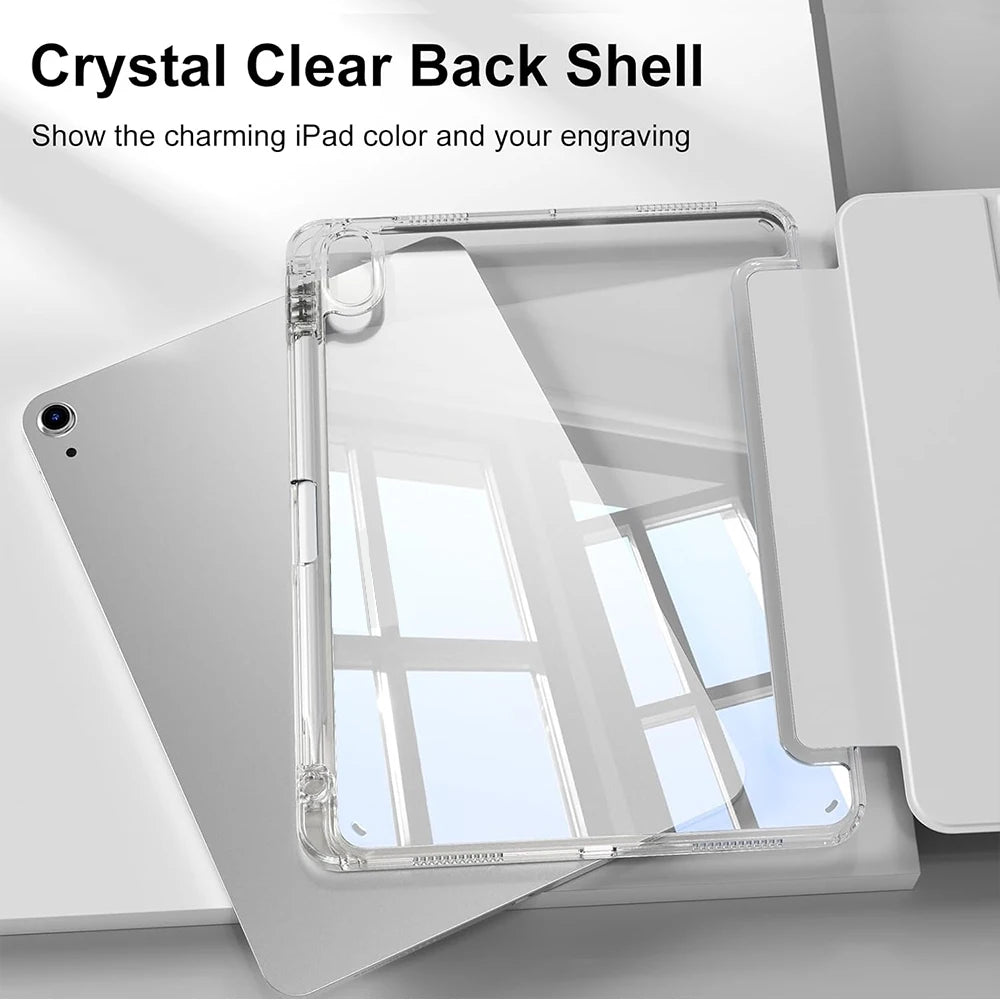 Case for iPad Air 11 Inch M4 2026/M3 2025/M2 2024, iPad Air 5th/4th Gen 10.9 Inch 2022/2020, Acrylic Cover with Pencil Holder