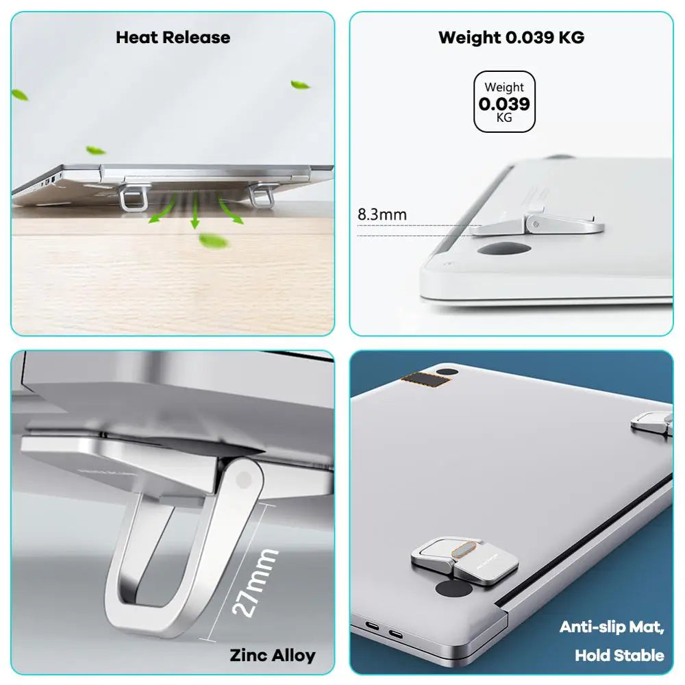 NILLKIN 1 Pair Laptop Stand Portable Aluminum Notebook Stand 11.6-17inch for iPad for Macbook Air for HP For Lenovo For Asus