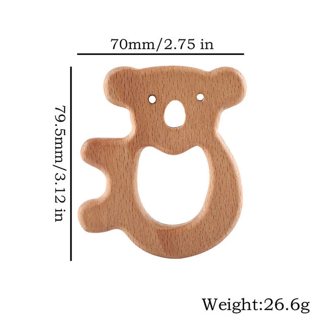 1pc Baby Teether Wooden Animal Pacifier Pendant BPA Free Beech Koala Rodent Teething Toys Kids Products Gifts