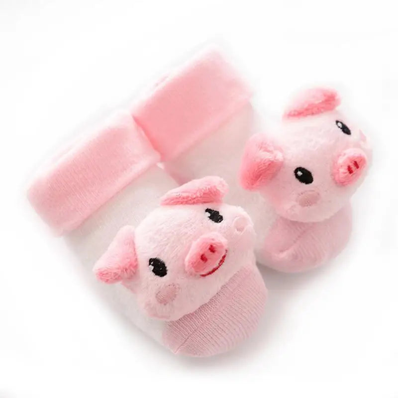 Cartoon Baby Anti-Slip Socks Shoes Newborn Infant Rattle Cute Autumn Boy Girl Floor First Walkers Booties Cotton Doll Warm Socks