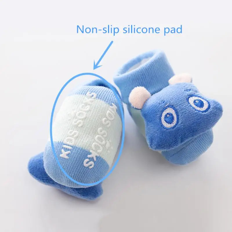 Cartoon Baby Anti-Slip Socks Shoes Newborn Infant Rattle Cute Autumn Boy Girl Floor First Walkers Booties Cotton Doll Warm Socks