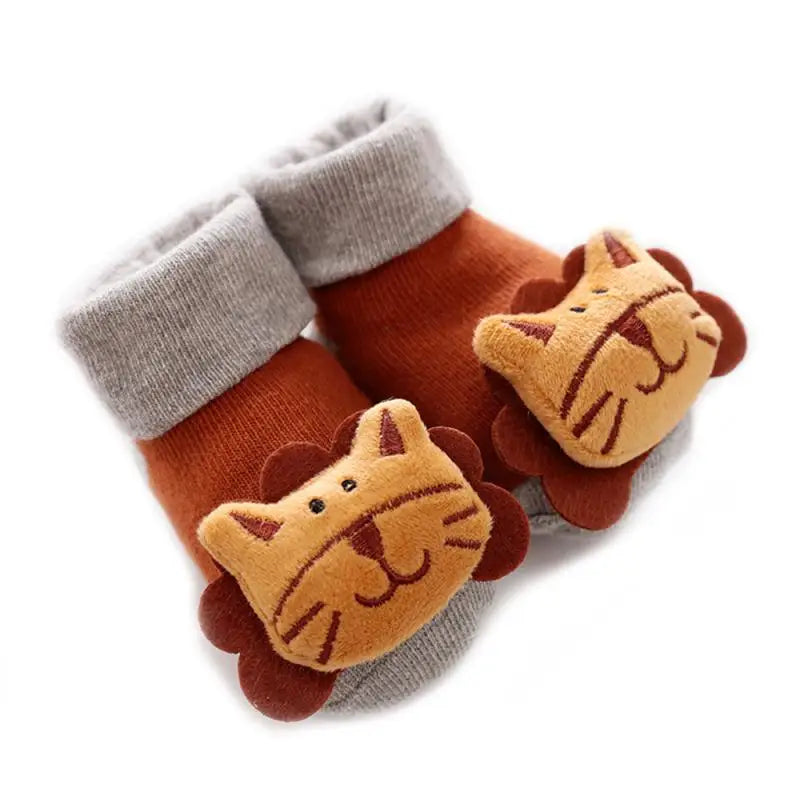 Cartoon Baby Anti-Slip Socks Shoes Newborn Infant Rattle Cute Autumn Boy Girl Floor First Walkers Booties Cotton Doll Warm Socks