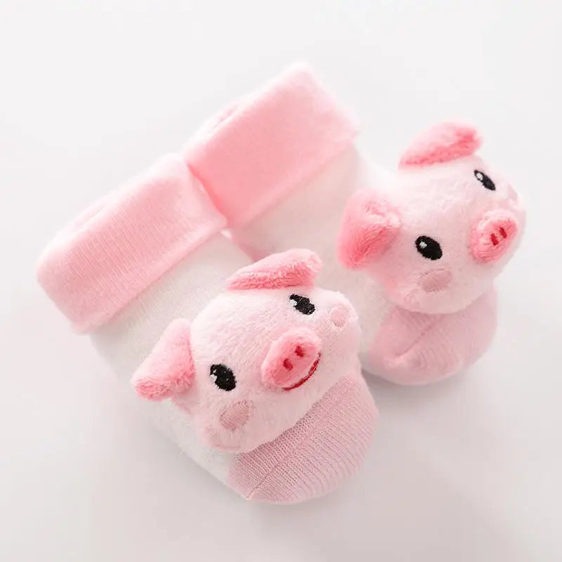 Cartoon Baby Anti-Slip Socks Shoes Newborn Infant Rattle Cute Autumn Boy Girl Floor First Walkers Booties Cotton Doll Warm Socks