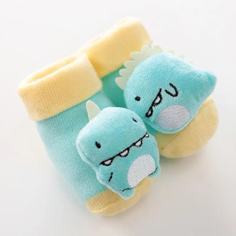 Cartoon Baby Anti-Slip Socks Shoes Newborn Infant Rattle Cute Autumn Boy Girl Floor First Walkers Booties Cotton Doll Warm Socks