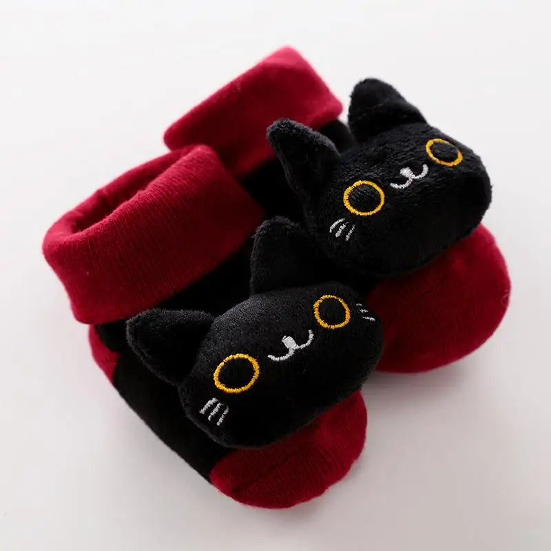 Cartoon Baby Anti-Slip Socks Shoes Newborn Infant Rattle Cute Autumn Boy Girl Floor First Walkers Booties Cotton Doll Warm Socks