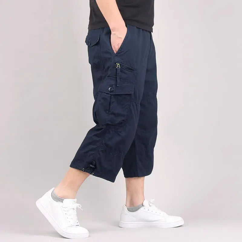 Long Length Cargo Shorts Men Summer Multi-Pocket Casual Cotton Elastic Capri Pants Men Military Tactical Short Hot Breeches  5XL