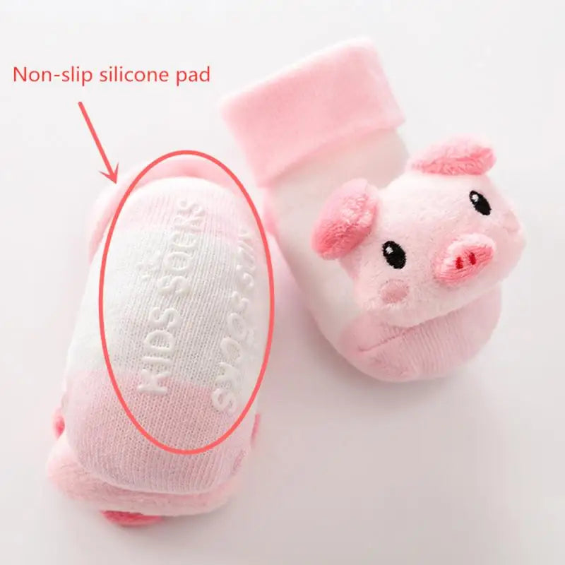 Cartoon Baby Anti-Slip Socks Shoes Newborn Infant Rattle Cute Autumn Boy Girl Floor First Walkers Booties Cotton Doll Warm Socks