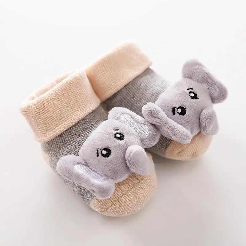 Cartoon Baby Anti-Slip Socks Shoes Newborn Infant Rattle Cute Autumn Boy Girl Floor First Walkers Booties Cotton Doll Warm Socks