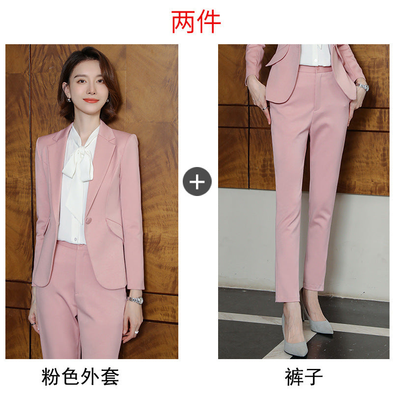 2023 autumn and winter professional style suit female manager professional attire temperament goddess fan sense suit suit pink small suit