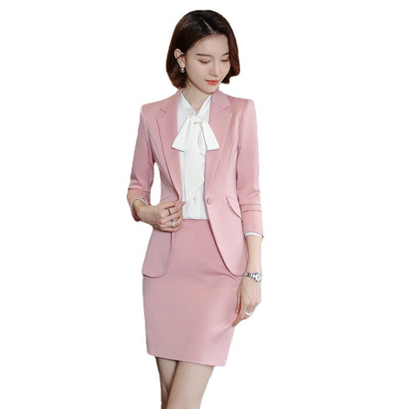 2023 autumn and winter professional style suit female manager professional attire temperament goddess fan sense suit suit pink small suit