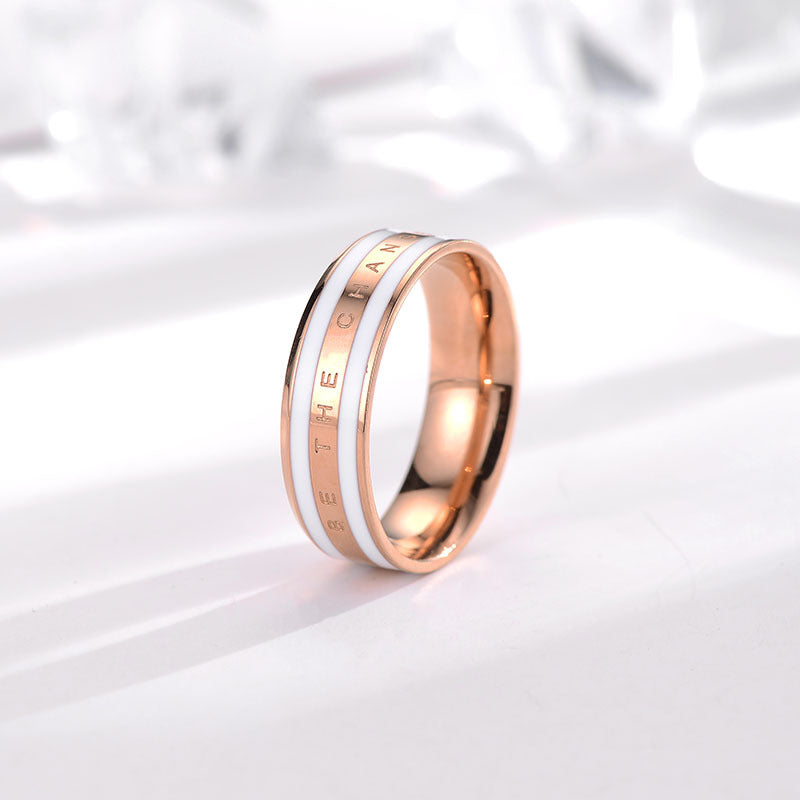 Japanese and Korean dw ring fashion explosion lovers ring 18k rose gold plain ring simple stainless steel ring tide jewelry