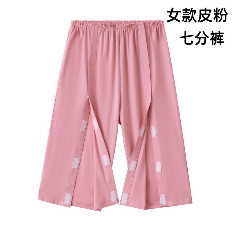 Summer patient care clothing easy to put on and take off hospital gown short sleeve cotton middle-aged and elderly medical clothing fracture clothing wholesale