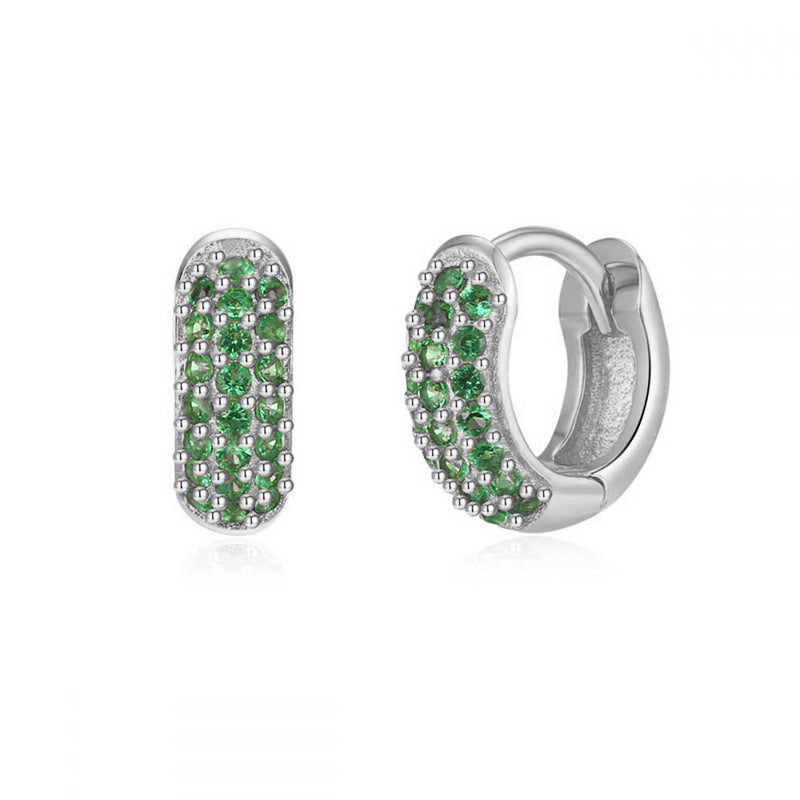 European and American Classic Ins Style Color Zircon Light Luxury Heavy Industry Round Ear Buckle Trendy high quality 24K Gold Plated Earrings