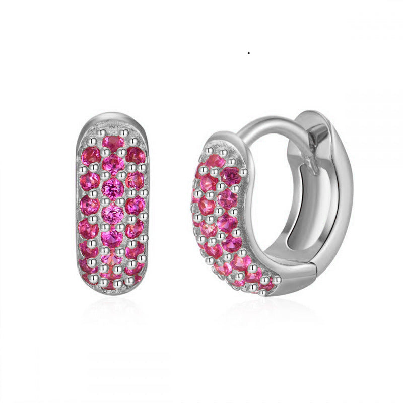 European and American Classic Ins Style Color Zircon Light Luxury Heavy Industry Round Ear Buckle Trendy high quality 24K Gold Plated Earrings
