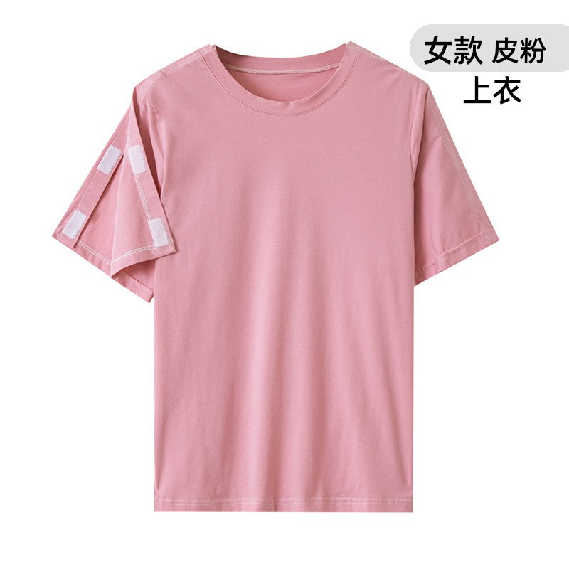Summer patient care clothing easy to put on and take off hospital gown short sleeve cotton middle-aged and elderly medical clothing fracture clothing wholesale