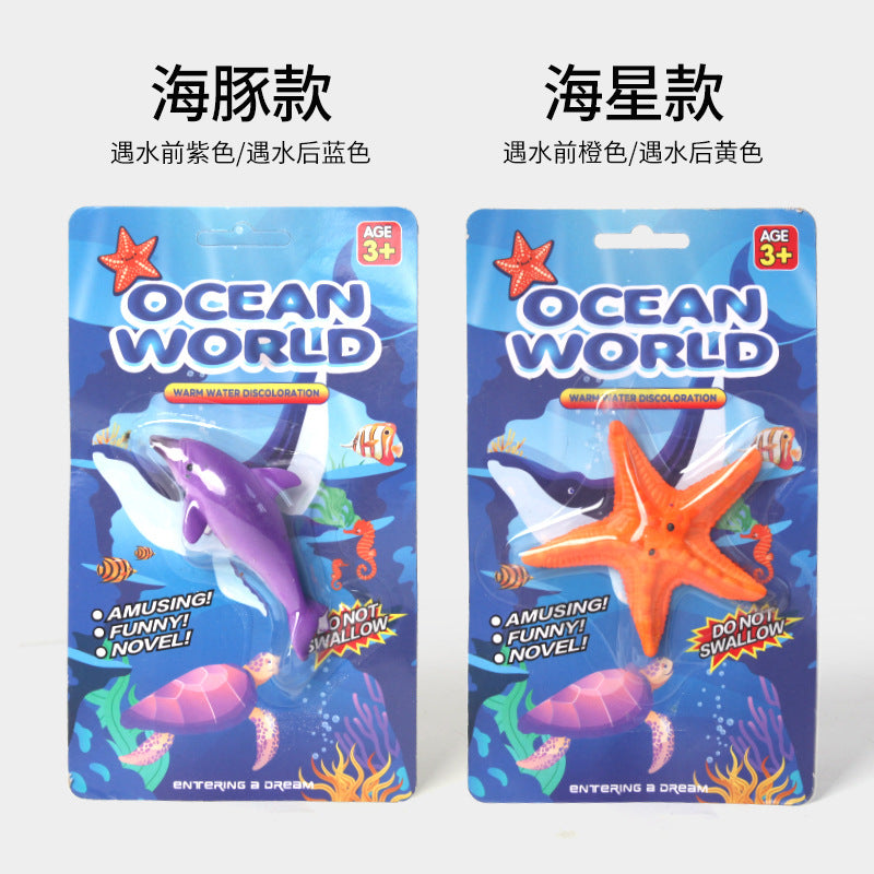 Cross-border new temperature-variable marine animal model meets warm water color change dolphin shark starfish model toy wholesale
