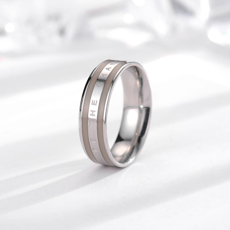 Japanese and Korean dw ring fashion explosion lovers ring 18k rose gold plain ring simple stainless steel ring tide jewelry