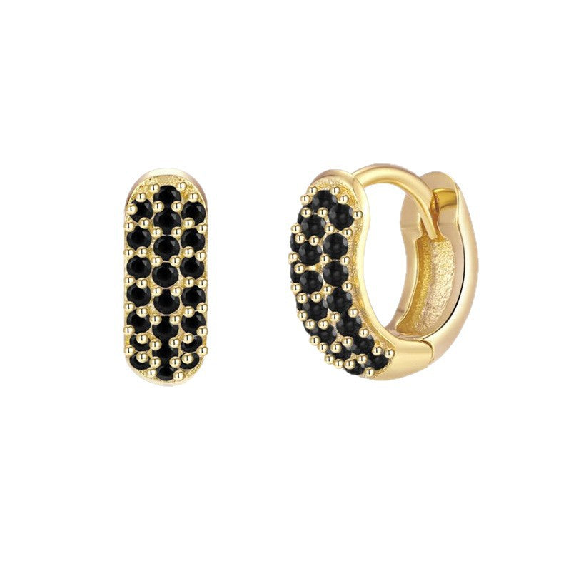 European and American Classic Ins Style Color Zircon Light Luxury Heavy Industry Round Ear Buckle Trendy high quality 24K Gold Plated Earrings