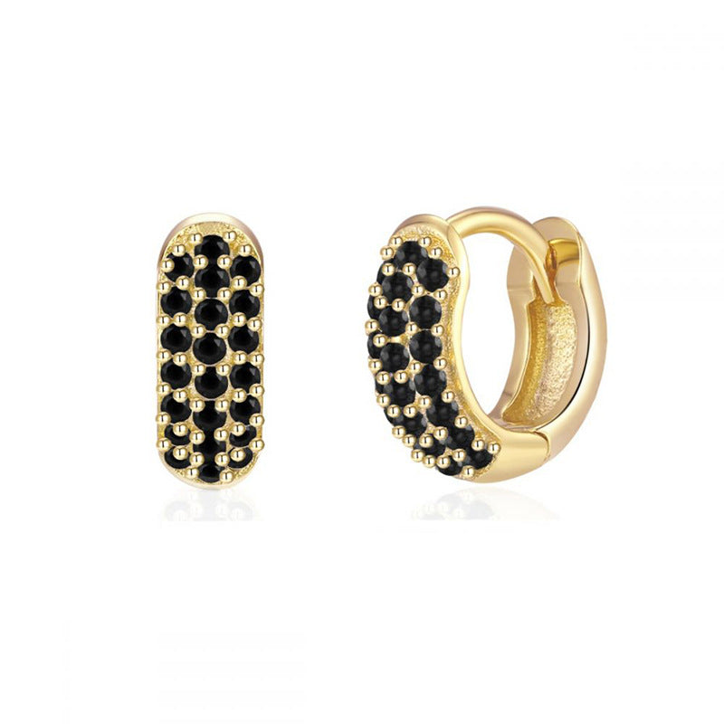 European and American Classic Ins Style Color Zircon Light Luxury Heavy Industry Round Ear Buckle Trendy high quality 24K Gold Plated Earrings