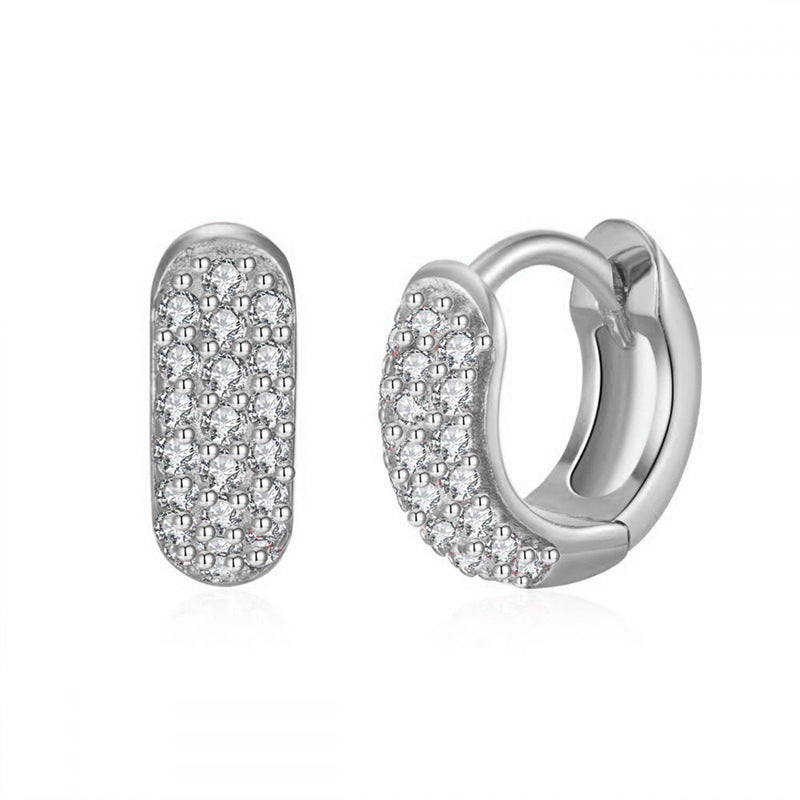 European and American Classic Ins Style Color Zircon Light Luxury Heavy Industry Round Ear Buckle Trendy high quality 24K Gold Plated Earrings