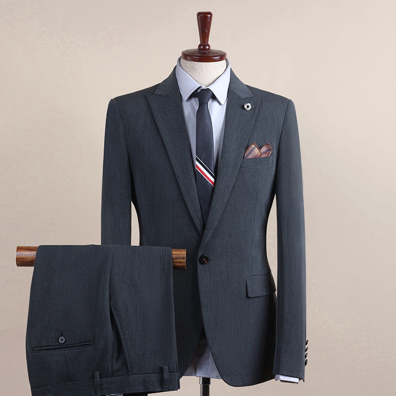 Men's Suit One-Button Three-Piece Set Wedding Groomsman Tuxedo Small Suit Men's Business Formal Wear