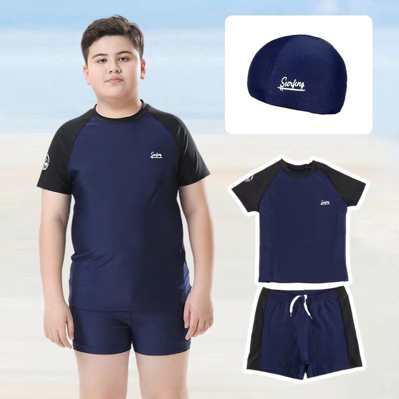Cross-border Swimwear Children's Swimwear Foreign Trade Big Boys Split Swimwear Plus Fat Loose Quick-drying Fat Children