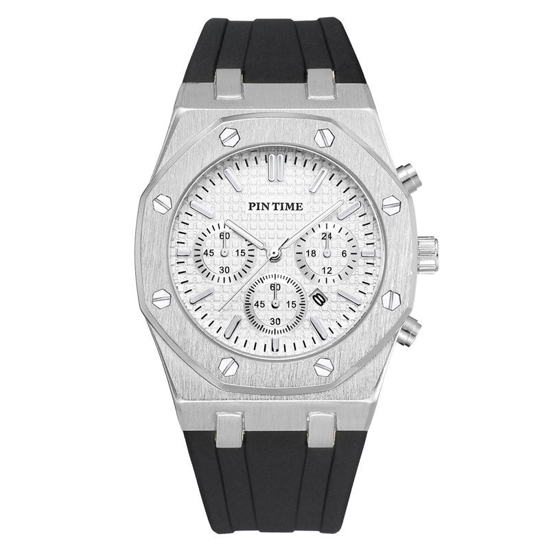 Foreign Trade Products: Men's Watch with Three Dials, Multi-Functional, Sports, Waterproof, Men's Fashion Casual Watch, Cross-Border Hot-Selling Item