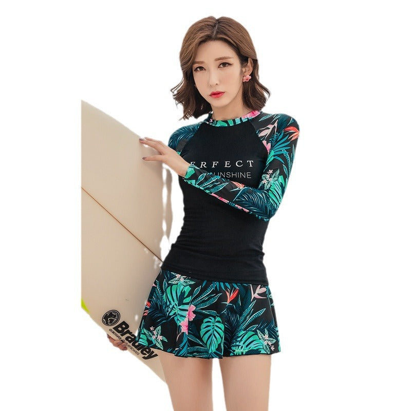 Swimwear Women's Conservative Split Long Sleeve Sunscreen Swimwear Slimming Women's Leisure Sports Sunscreen Swimwear Wholesale