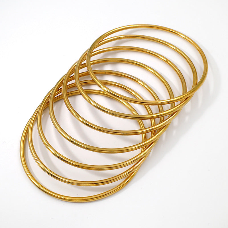 Cross-Border Round Simple Bracelet Titanium Steel Non-Fading Jewelry Light Luxury High-End Coil Bracelet Stainless Steel Jewelry
