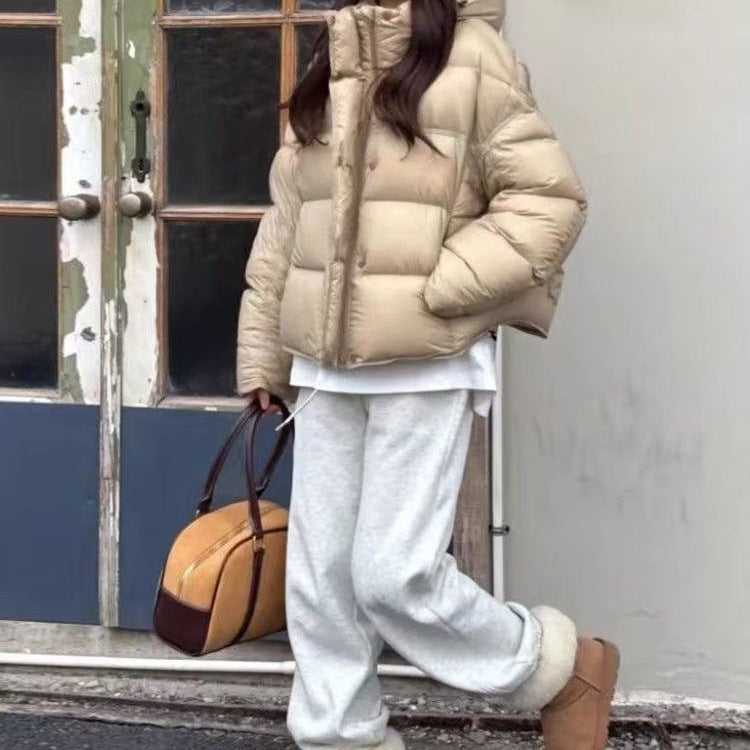 Super Stylish Solid Color Cotton-Padded Jacket for Petite Women, 2026 New Fashion Hooded Cotton Coat Trendy