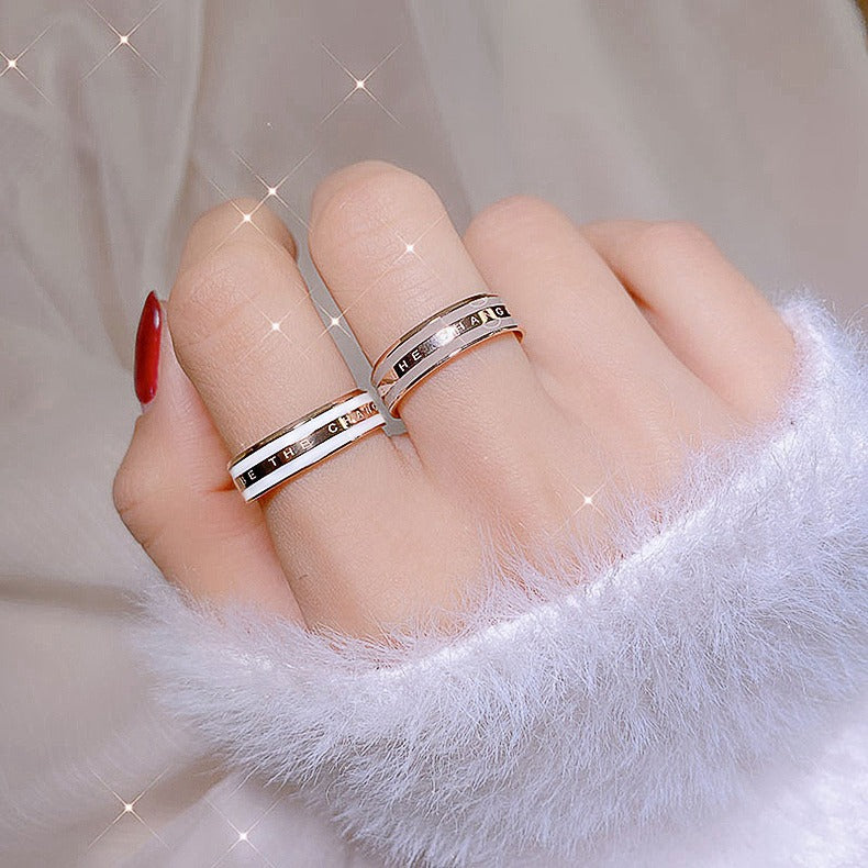 Japanese and Korean dw ring fashion explosion lovers ring 18k rose gold plain ring simple stainless steel ring tide jewelry