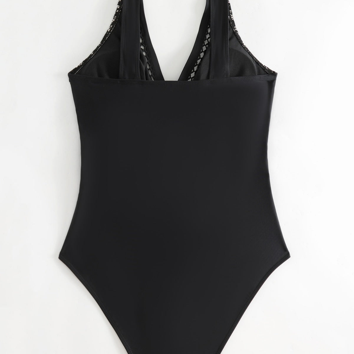 New Sexy Solid Color Backless Bikini, Transparent Mesh Swimsuit, European and American Amazon One-Piece Swimsuit for Women, Cross-Border Bikini