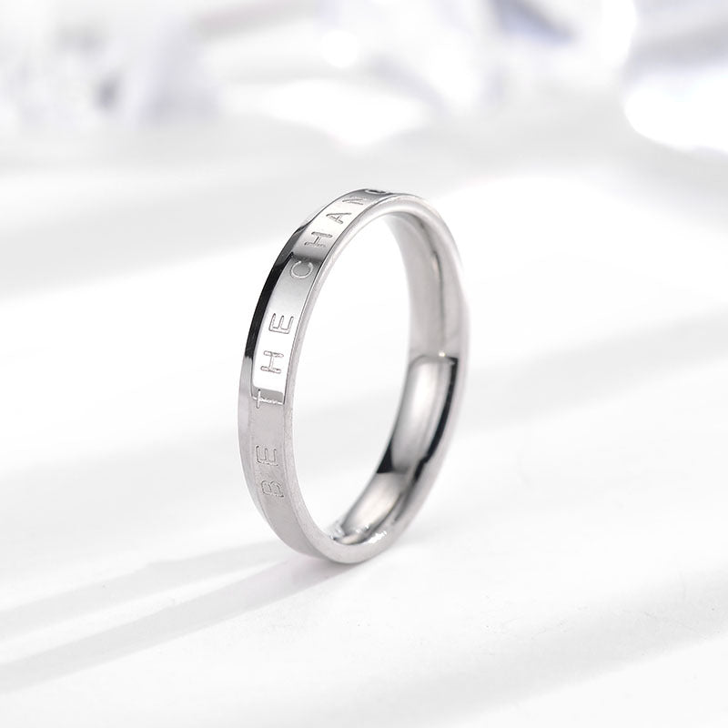 Japanese and Korean dw ring fashion explosion lovers ring 18k rose gold plain ring simple stainless steel ring tide jewelry