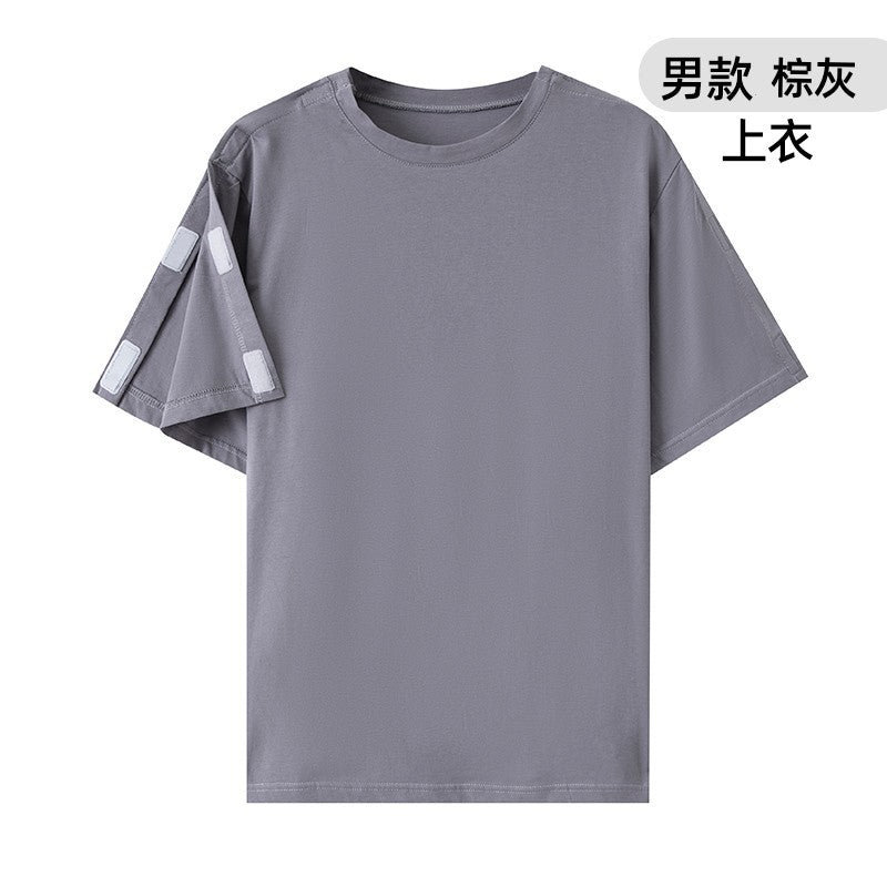 Summer patient care clothing easy to put on and take off hospital gown short sleeve cotton middle-aged and elderly medical clothing fracture clothing wholesale