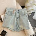 Summer 2023 New High Waist Slimming Design Sense Ripped Wide Leg Denim Shorts Women's Pants All-match Hot Pants