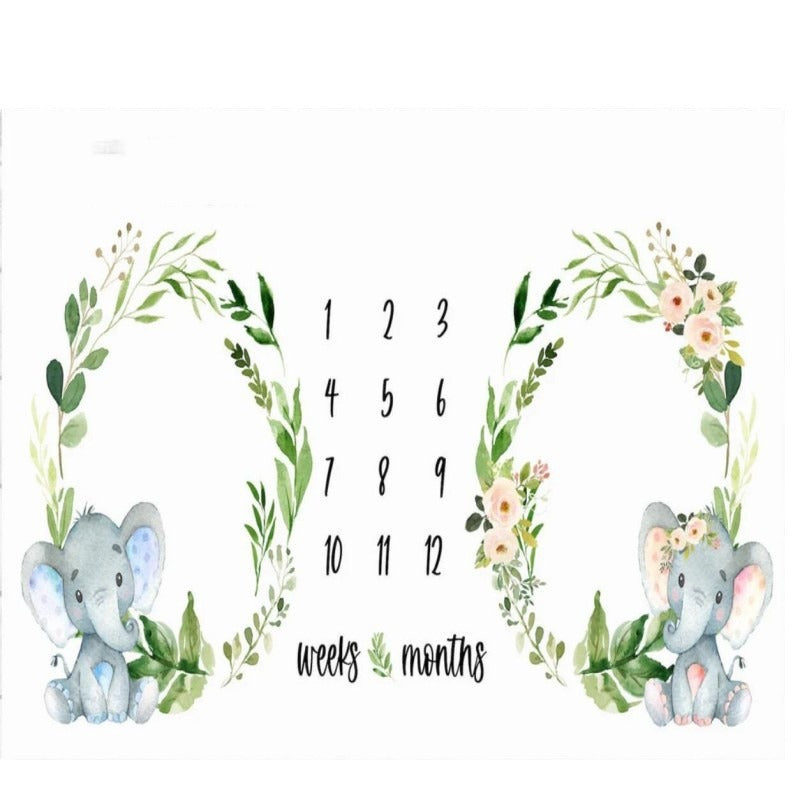 Twins Milestone Photography Blanket Flannel Blanket with Frame Baby Photo Blanket Baby Growth Memorial Blanket