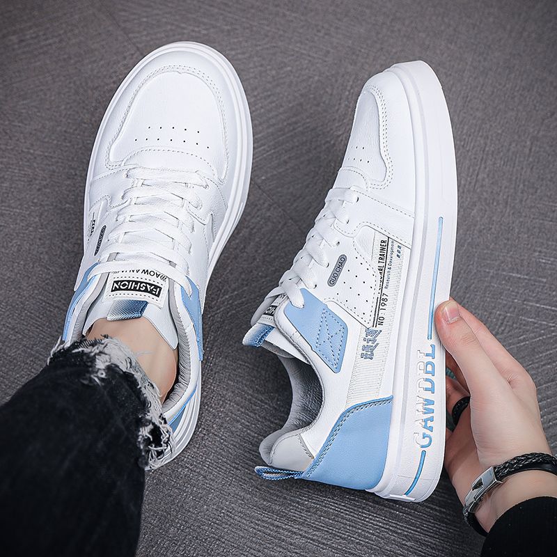 Men's Shoes Korean Style Trendy All-match Trendy Shoes Sports Winter 2023 New White Shoes Skate Shoes Waterproof Casual Leather Shoes