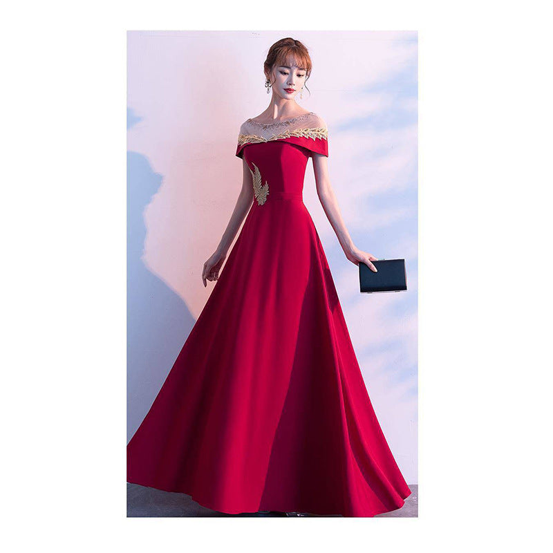 Evening Dress Bride's Toast Dress 2025 Spring Burgundy Homecoming Engagement Petite Wedding Dress Dress for Women