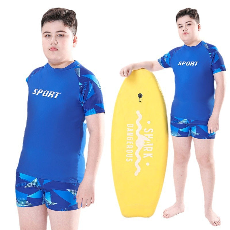 Cross-border Swimwear Children's Swimwear Foreign Trade Big Boys Split Swimwear Plus Fat Loose Quick-drying Fat Children